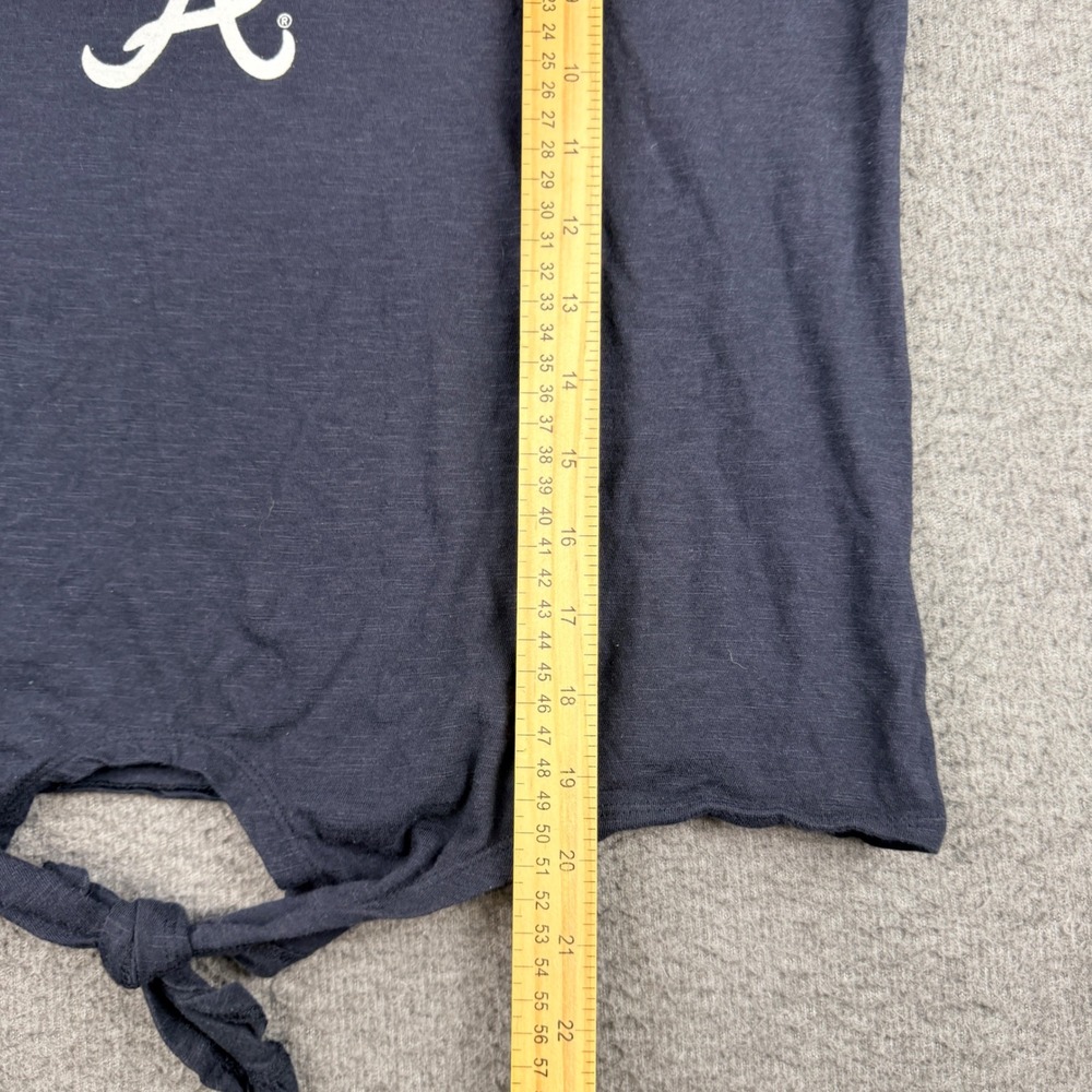 Campus Lifestyle MLB Atlanta Braves Navy Blue Tie Front Graphic T-Shirt Womens M - Picture 7 of 7
